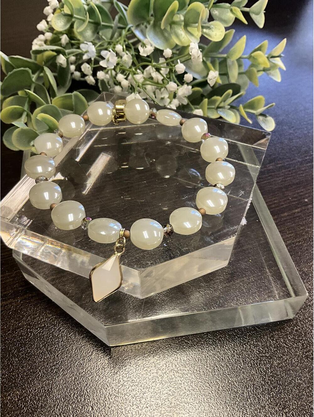 Erimish Ivory Beaded Charm Bracelet